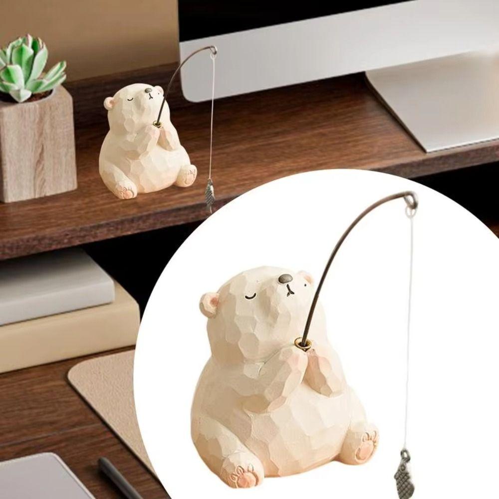 Statue Animal Fishing Ornaments Resin Computer Monitor Decorations Desktop Decorative