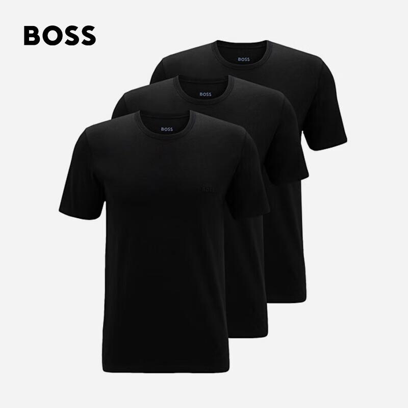 BOSS Мужская однотонная футболка с вышитым логотипом и круглым вырезом (3-Pack)