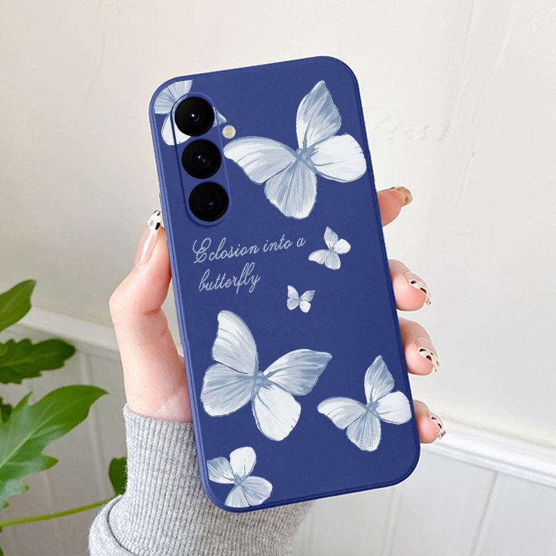 Мягкая задняя крышка из ТПУ с роскошными бабочками для iPhone/Samsung/Xiaomi Redmi Series со шнурком, противоударный чехол «все включено»
