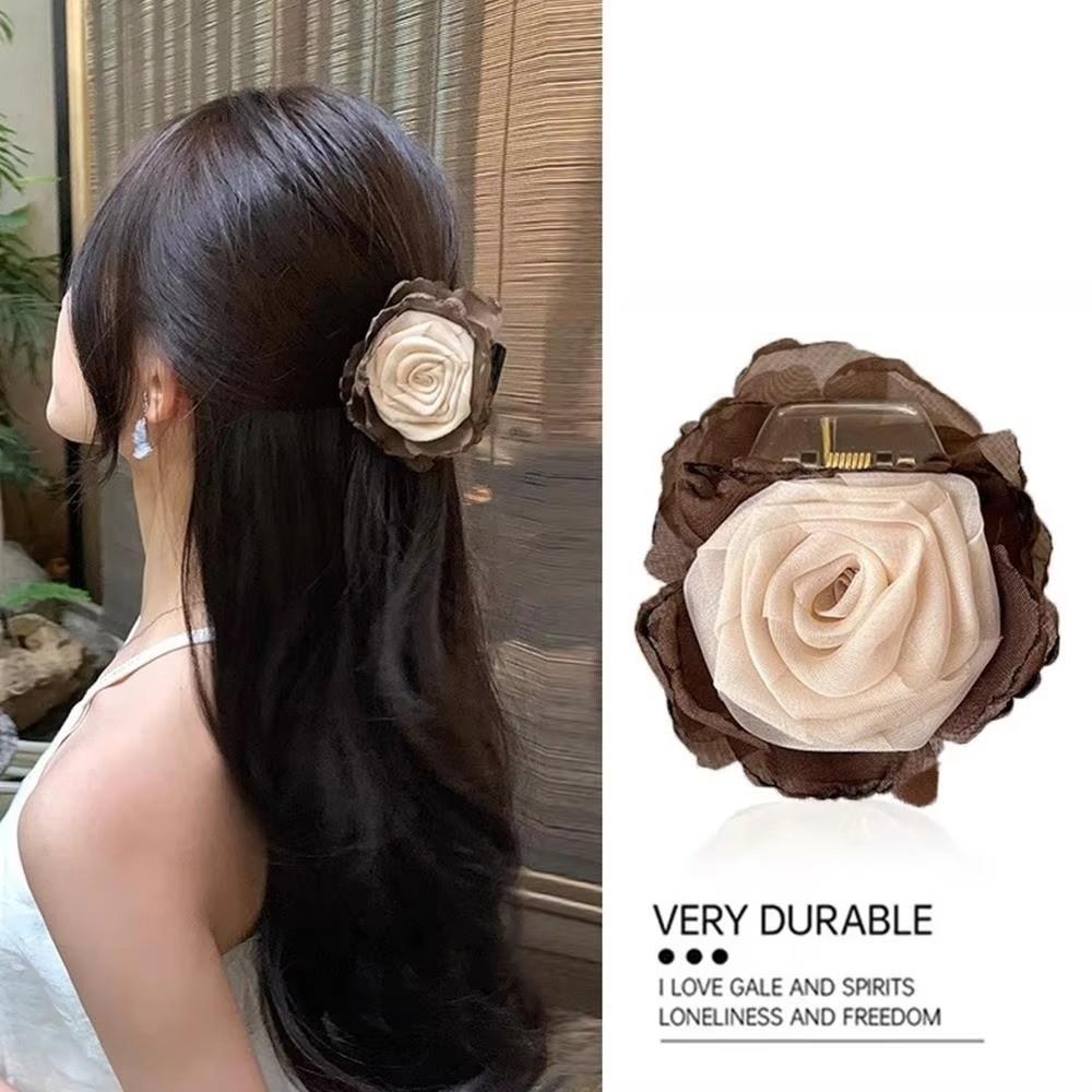 Double-Sided Hair Claw Rose Flower Floral Hairpin Sweet Hair Clip Hair Accessories