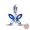 100% Стерлингового Серебра 925 Синий Океан Животное Светящиеся Бабочки Краб Шарм Бусины Подходит 925 Оригинальных Браслетов Роскошные Ювелирные Изделия DIY