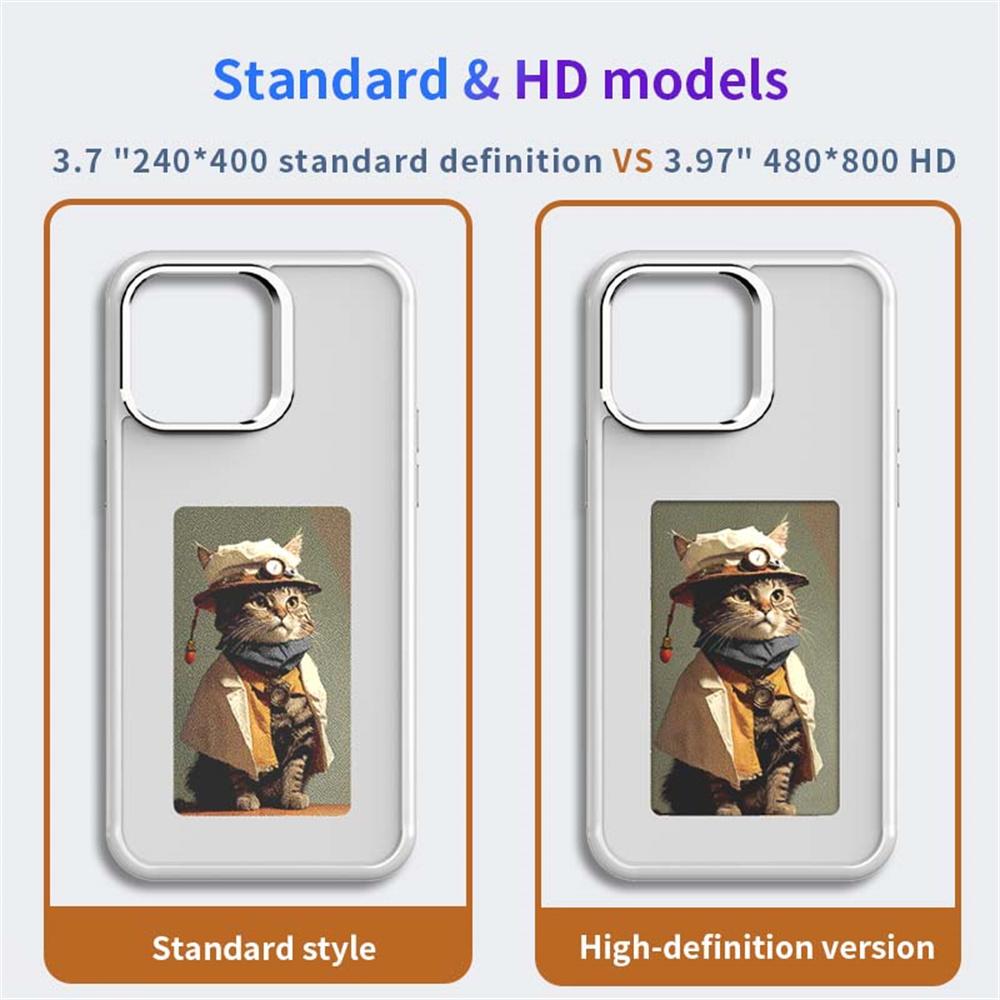 For iPhone 16 Pro Smart E-Ink Phone Case 4 Color HD 3.97 Inch Display NFC DIY Customized Screen