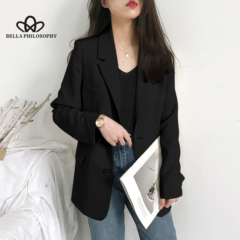 New Spring Autumn Solid Color Simple Blazer Coat Female Korean Style Casual Loose Spring Autumn Blazer