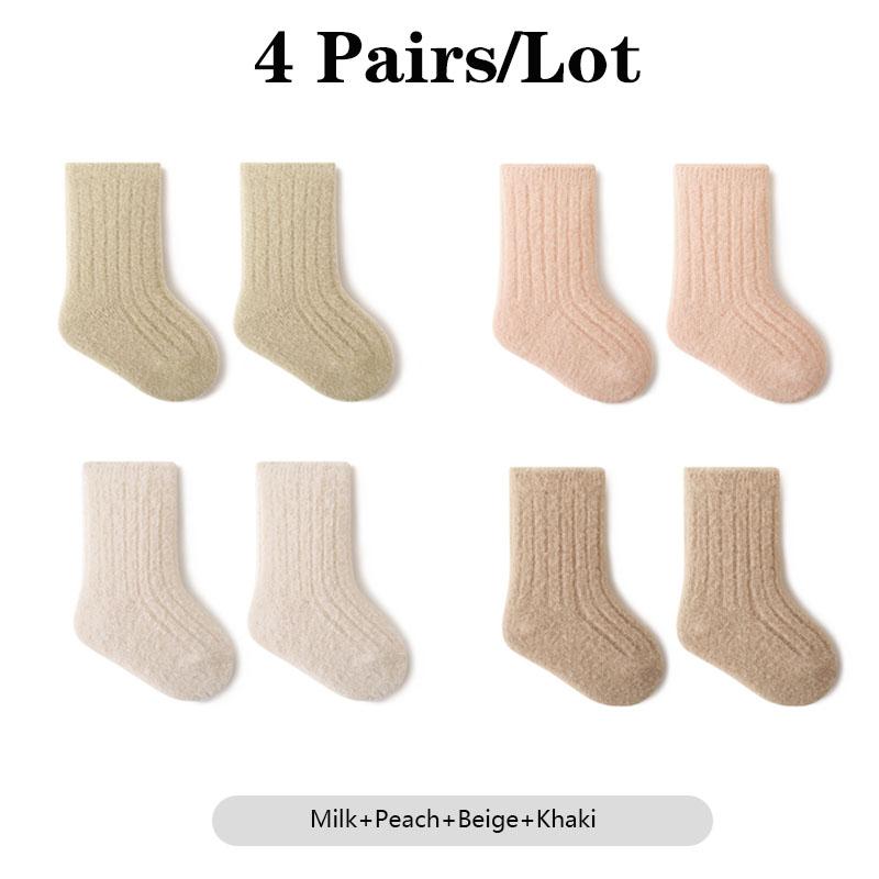 4 пары/лот Набор детских носков Теплые Мягкие Хлопковые Детские Носки Бесшовные Удобные Средней Длины Детские Носки для Мальчиков и Девочек