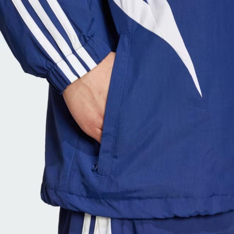 adidas Оригинальная винтажная спортивная куртка с вышитым логотипом и цветными полосками, мужская куртка синего цвета IY2091