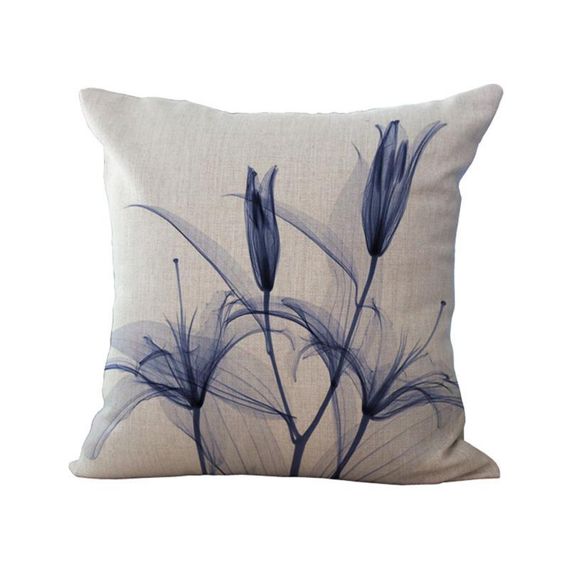 Beautiful Flower Printing Cushion Cover Plants Cotton Linen Throw Pillow Case Decorative Pillowcase For Sofa Cushion Cover Zt105