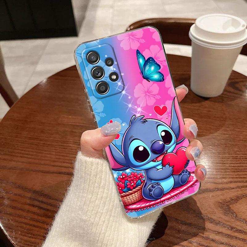 Прозрачный чехол Stitch для Samsung Galaxy A57 A37 A56 5G A36 Чехлы A55 A54 A35 A26 A07 A17 A16 A06 A34 A15 Ударопрочный чехол Бабочка