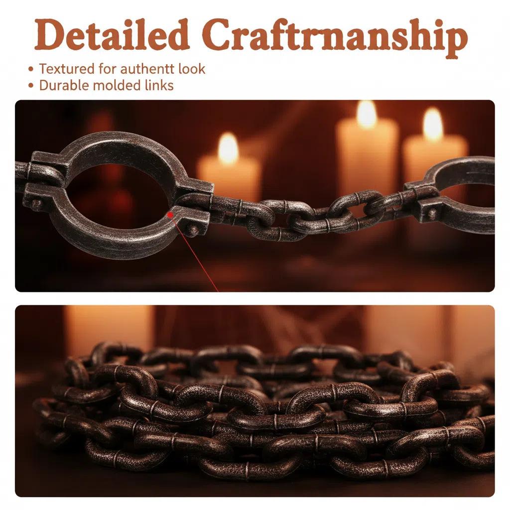 Halloween Cosplay Prisoner & Guard Prop, Plastic Simulation Handcuffs Ankle Cuffs with Chain, Role Play Performance Decor
