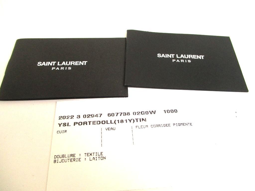 Оригинальный Saint Laurent Paris Черный Кожаный Золотой H/W Двустворчатый Кошелек для купюр #a850 Открытая коробка