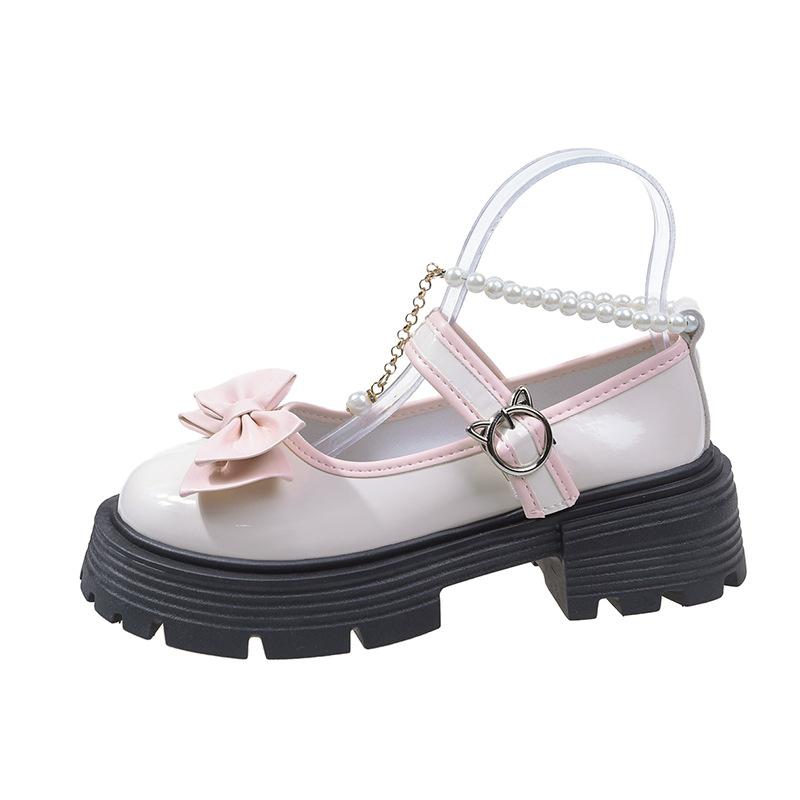 Женские туфли Мэри Джейн на толстой платформе в стиле Лолита, туфли-лодочки для вечеринок, лето 2024, розовые новые босоножки с жемчужным бантом, женская обувь в стиле Zapatos