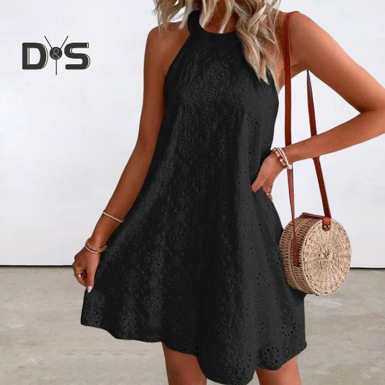 Летнее платье длиной выше колена, однотонное стильное женское летнее повседневное платье с бретелькой на бретельках с цветочным принтом