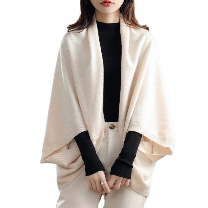Autumn Air Conditioning Shawl, Scarf, Smock Cape, Pure Wool Knitted Cardigan, Large Size Shawl, Coat Sunscreen, Women's Thick