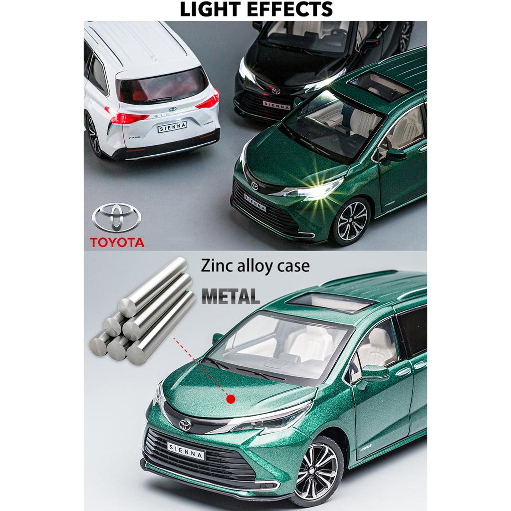 1/24 масштаб Sienna MPV, литая под давлением модель автомобиля, игрушечный автомобиль с откатным механизмом, звуком и светом для детей, коллекция подарков для мальчиков и девочек