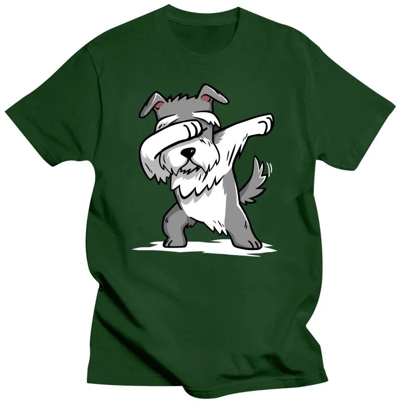 Funny Dabbing Miniature Schnauzer Dog Dad T Shirts Summer Style Graphic Cotton Streetwear Short Sleeve Birthday Gifts T-shirt#Color