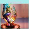 Mermaid Resin Animal Table Lamp With Colorful Retro Style For Living Room And Gift