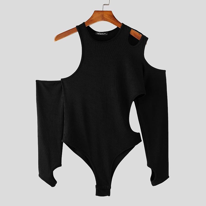 INCERUN Мужские обтягивающие шорты с вырезом и длинным рукавом, комбинезоны, боди