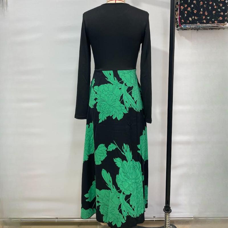 Весеннее элегантное облегающее женское повседневное платье с длинным рукавом, модное осеннее винтажное длинное платье с принтом и высокой талией, сексуальное вечернее платье А-силуэта 25943