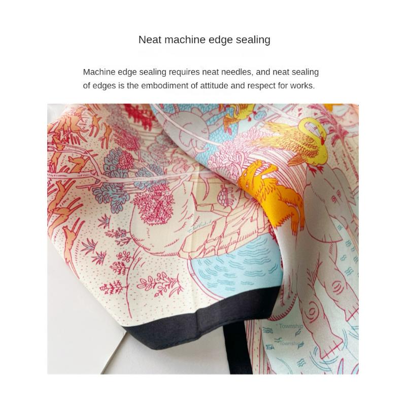 53*53cm Square Silk Scarf Women's Fashion Printed Small Neck Scarf Office Women's Hair Belt Folar Handkerchief Women's Handkerchief Scarf