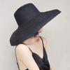 Французская Ретро Женская Летняя Черно-Красная Шляпа с Широкими Полями для Защиты от Солнца, Пляжная, для Отпуска, Солнечная Шляпа-Колокол Хепберн из Соломы