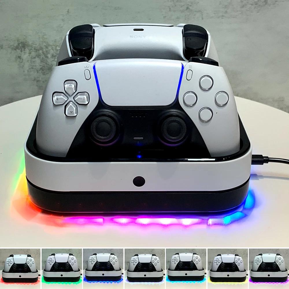 Для контроллера PS5 Двойная зарядная станция RGB Быстрая зарядка для PS5 Двойной беспроводной геймпад Зарядное устройство-подставка