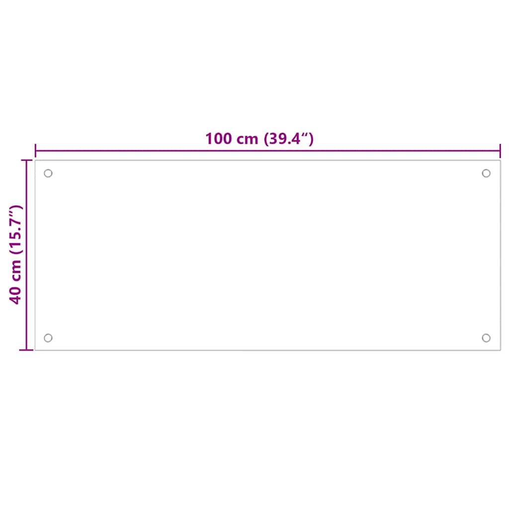 Black Kitchen Backsplash Tempered Glass 100 x 40 cm