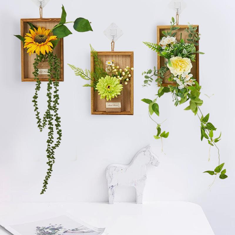 Подвесные цветочные украшения для гостиной Пластиковые настенные дверные поделки Искусственные растения Искусственные цветы Садовые украшения из дерева Украшения для дома