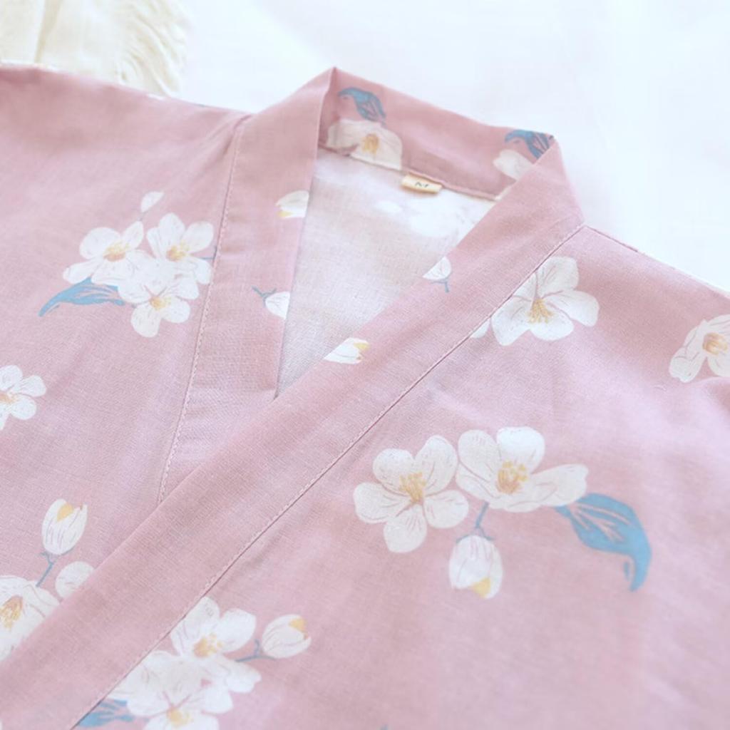 Цветочный Летний Кимоно с Застежкой спереди [SISOFTLY] Женский Джинбей, Узор, 100% Хлопок, Набор из 2 предметов, Рукава 3/4, Застежка, Самуэ, Милый, Юката, Женский,