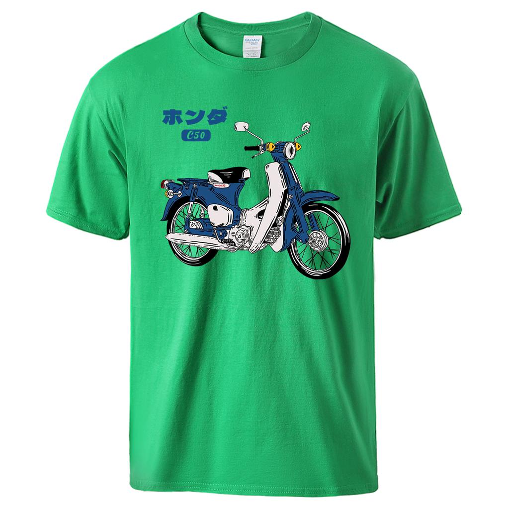 Классическая футболка с принтом мотоцикла Super Cub C50, мужская, хлопковая, модная, с коротким рукавом, мягкая, дышащая, базовая футболка на каждый день