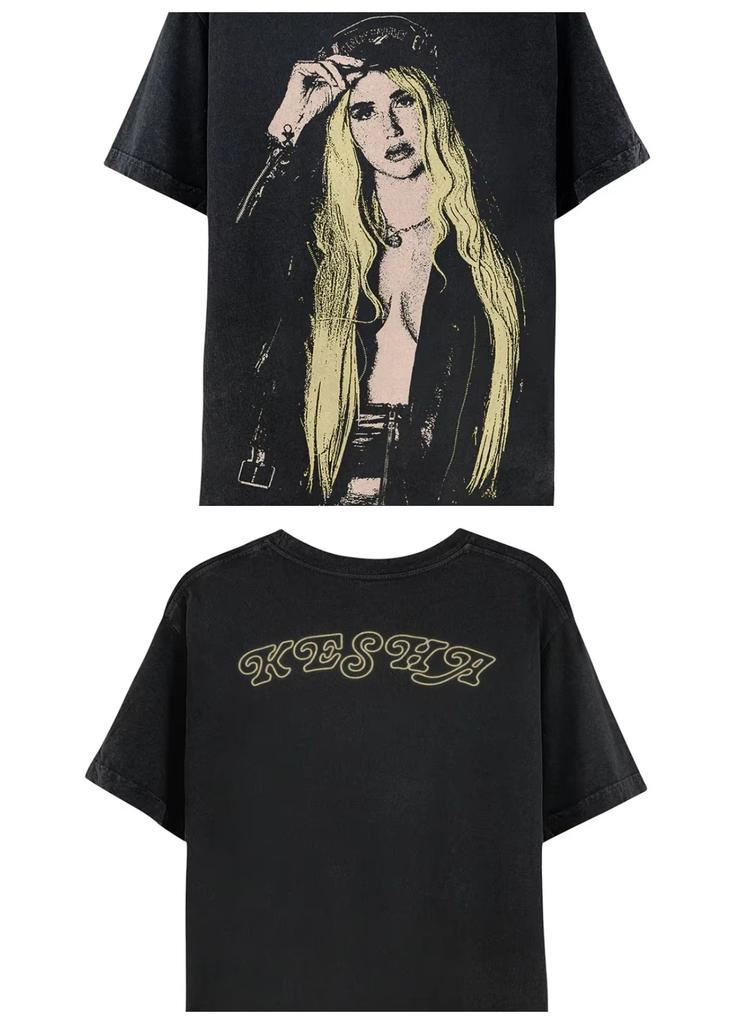 Певица Ke$ha парень Сумасшедшие Сиськи Наружу Тур Принт Футболка Унисекс Одежда Женская Хлопковая Футболка Мода Хип-Хоп 2026 Лето Новая Футболка