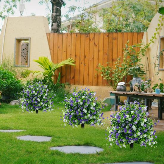 Artificial Potted Tree with Ground Stakes, UV Resistant Outdoor Faux Camellia Topiary Plants, Lifelike Fake Camellia Shrubs Bushes for Front