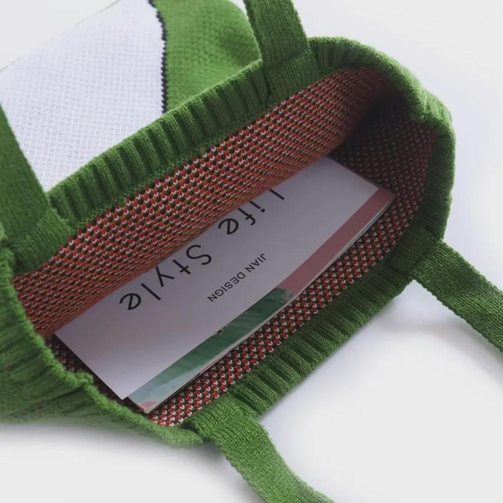 Женская вязаная сумка-тоут с рисунком из мультфильма - мода на осень/зиму, вместительная шерстяная сумка с рисунком утки