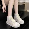 Модная женская обувь осень 2024 года, новые модные кроссовки на толстой платформе для отдыха, черные кроссовки, дышащие повседневные высокие парусиновые туфли