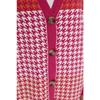 Camel Houndstooth Patterned V-neck Knitwear Cardigan Tctaw23hi00002