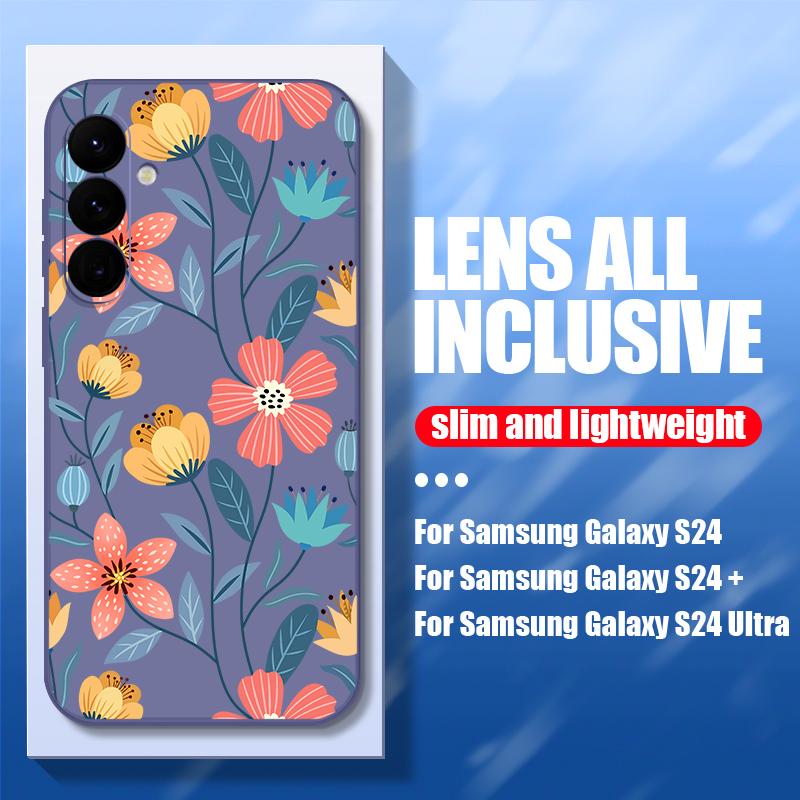 Flower Painted Shell For Samsung Galaxy S24 S22 Ultra Plus S23 S21 S20 Fe A52 A53 A54 A34 14 5g A51 A32 A13 4g Slim Shockproof Tpu Hybrid Case Cover