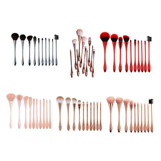 10 шт./набор кистей для макияжа с глянцевой ручкой и гладкой головкой из искусственного волокна, набор косметических кистей для лица для женщин