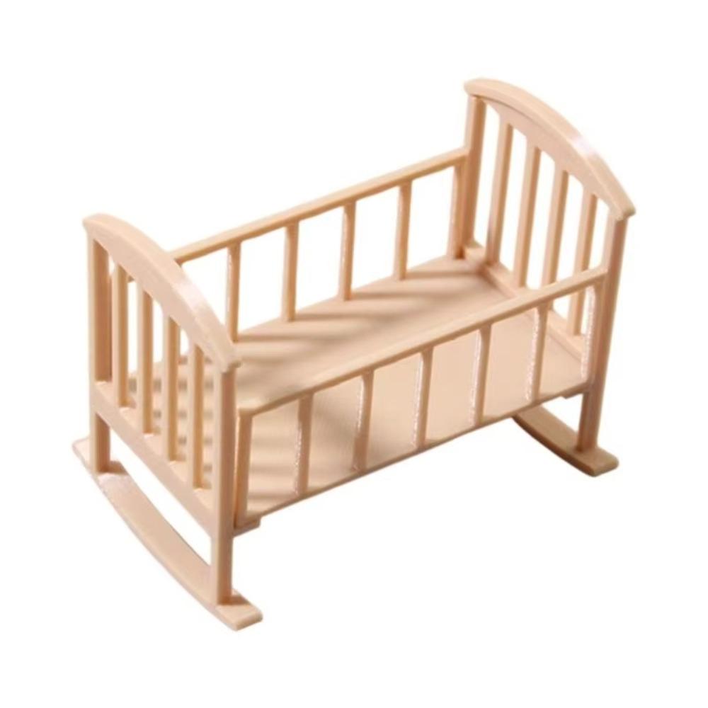 Miniature Dollhouse Baby Bed Simulation Rocking Bed Model Mini Baby Crib Dollhouse Furniture