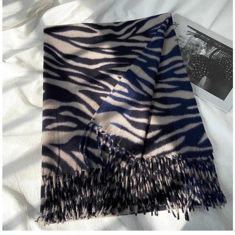 Autumn and Winter Imitation Cashmere Scarf Women's New Color Matching Printing Shawl Versatile Warm Scarf