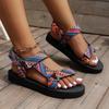 Fashion Plus Size 2025 Summer New Women's Open Toe Sandals Round Toe Mixed Colors Flat with Sandals Outdoor Daily Casual Rome Shoes