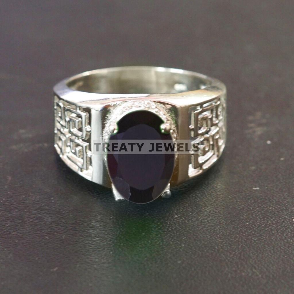 Black Onyx Oval Cut Gemstone With 925 Sterling Silver Ring For Men's #A815 JL375666906487