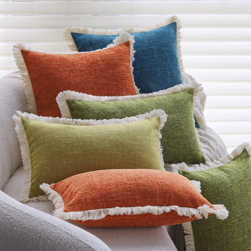 Плотный Лен Однотонная Наволочка для Подушки Дивана Подушка Гостиная Подушка для Спины Автомобиль Отель Поясничная Подушка