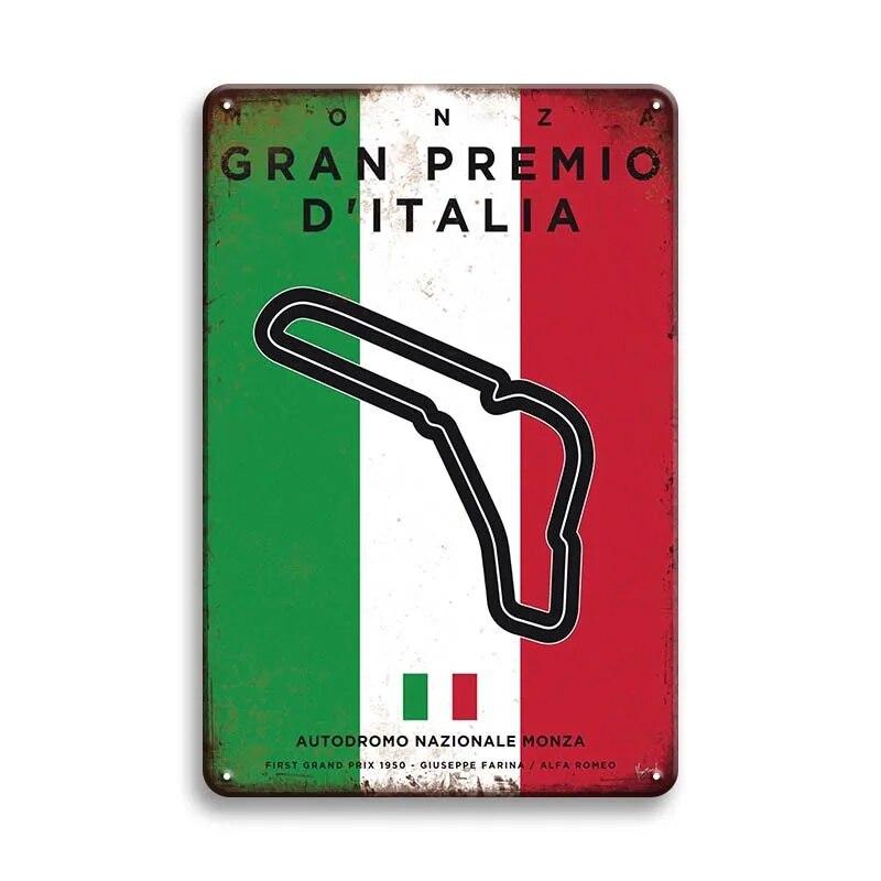 Металлический Плакат Гоночный Трек F1 Конкуренция Винтаж Оловянный Знак Ретро Железная Пластина Бар Клуб Человек Пещера Домашнее Украшение Стены Художественные Наклейки