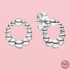 Sterling  Color Pendiente For Women Beaded Circle Stud Earrings Earrings Fit Original Charm Earrings Fine Jewelry JoyasTrendy Stud
