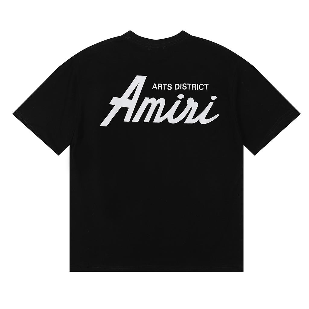 990 Amiri 2025 Summer New Men's and Women's Loose High Quality Cotton Plus Size T-shirt Couple T-Shirt Simple Logo Printing
