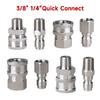 2Pcs/Set Stainless 3/8" 1/4" Quick Connector & Plug With NPT3/8 NPT1/4 Male Female Fitting Thread High Pressure Washer Accessories