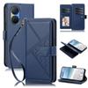 Embossed Secure Clasp 9-Card Slot Vegan Leather Phone Case with Wrist Strap