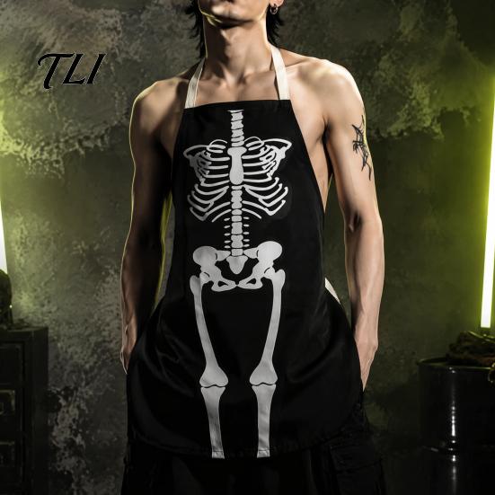 Novelty Barbecue Apron Halloween Butcher with Realistic Blood Stain, Washable Protective Work Apron, Creepy Horror Costume Prop for Cosplay