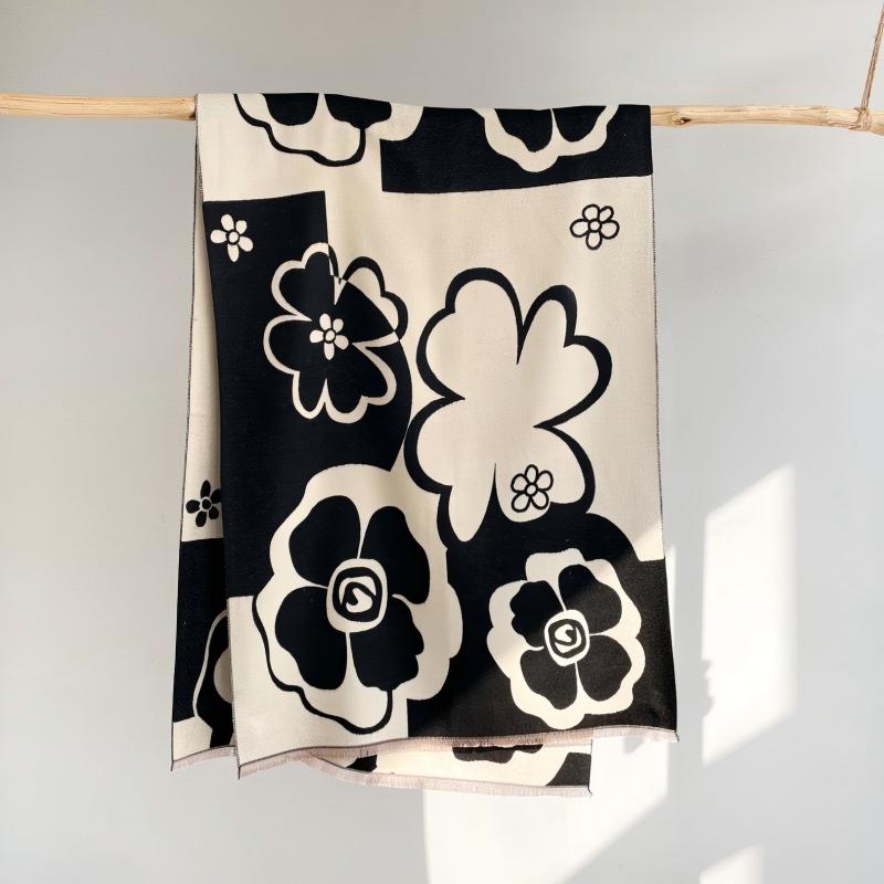Warm Winter Scarf for Women Luxury Floral Pashmina Shawls Thick Cashmere Blanket Chunky Stoles Lady Elegant Poncho Bufanda