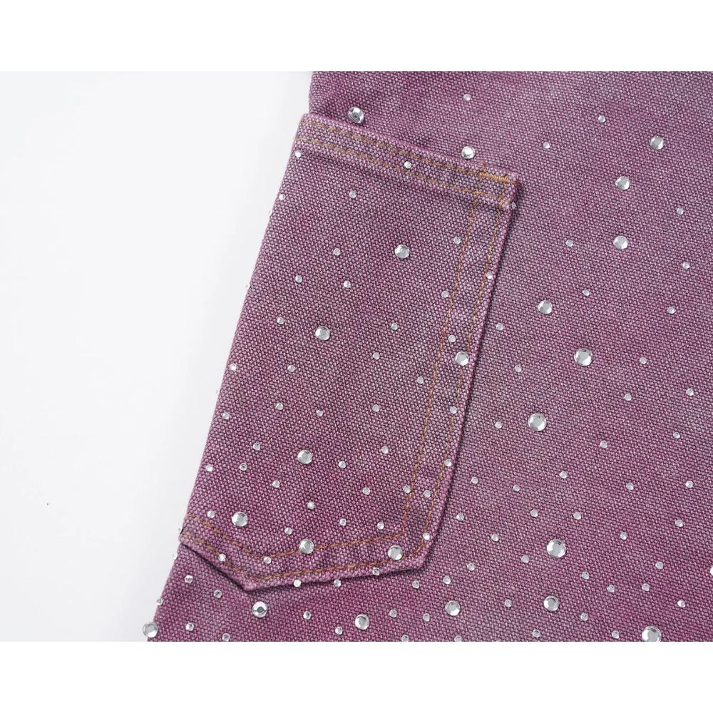 RogueWave Streetwear Мешковатые джинсовые шорты для мужчин с принтом из страз, рваные, выстиранные, короткие, повседневные, свободные, из денима, пятиточечные