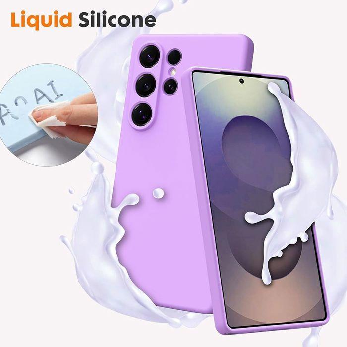 Чехол для Samsung Galaxy S25 Ultra - BOOLING - Жидкий силикон Фиолетовый - 2 Закаленных стекла