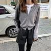 Autumn and Winter Long Sleeve O-neck Sweater Coat Korean Solid Button Short Knitted Cardigan Casual Loose Sweater Jacket 29384